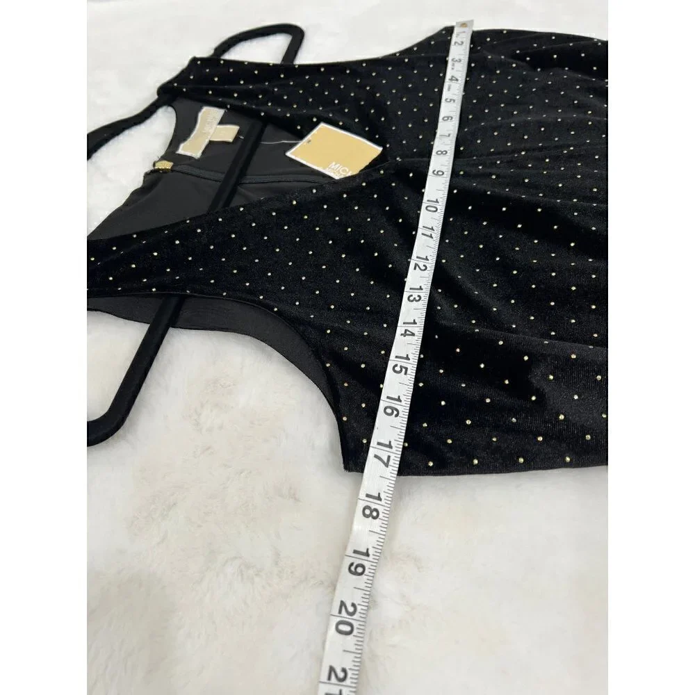MICHAEL Michael Kors Velvet Jumpsuit Black & Gold polka dots NWT w/Defect